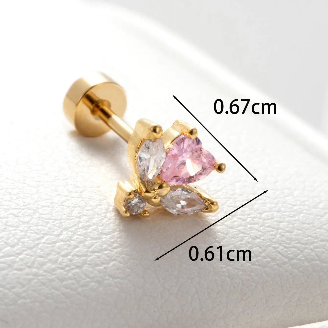 1 Piece Simple Series Classic Butterfly Titanium Steel 18K Gold Plated Zircon Women's Stud Earrings h5 